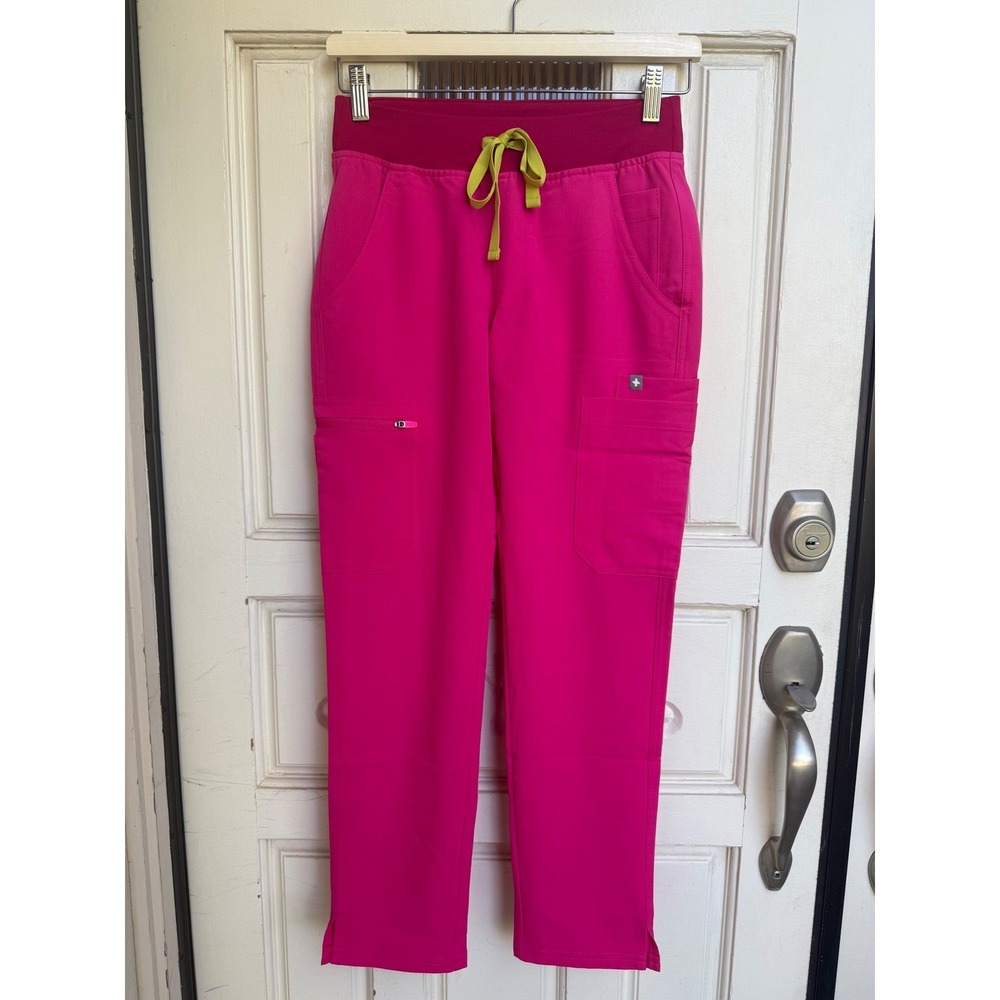 FIGS Yola Yoga Waistband Skinny Scrub Pants Shocking Pink PO3951 Size XXS Petite